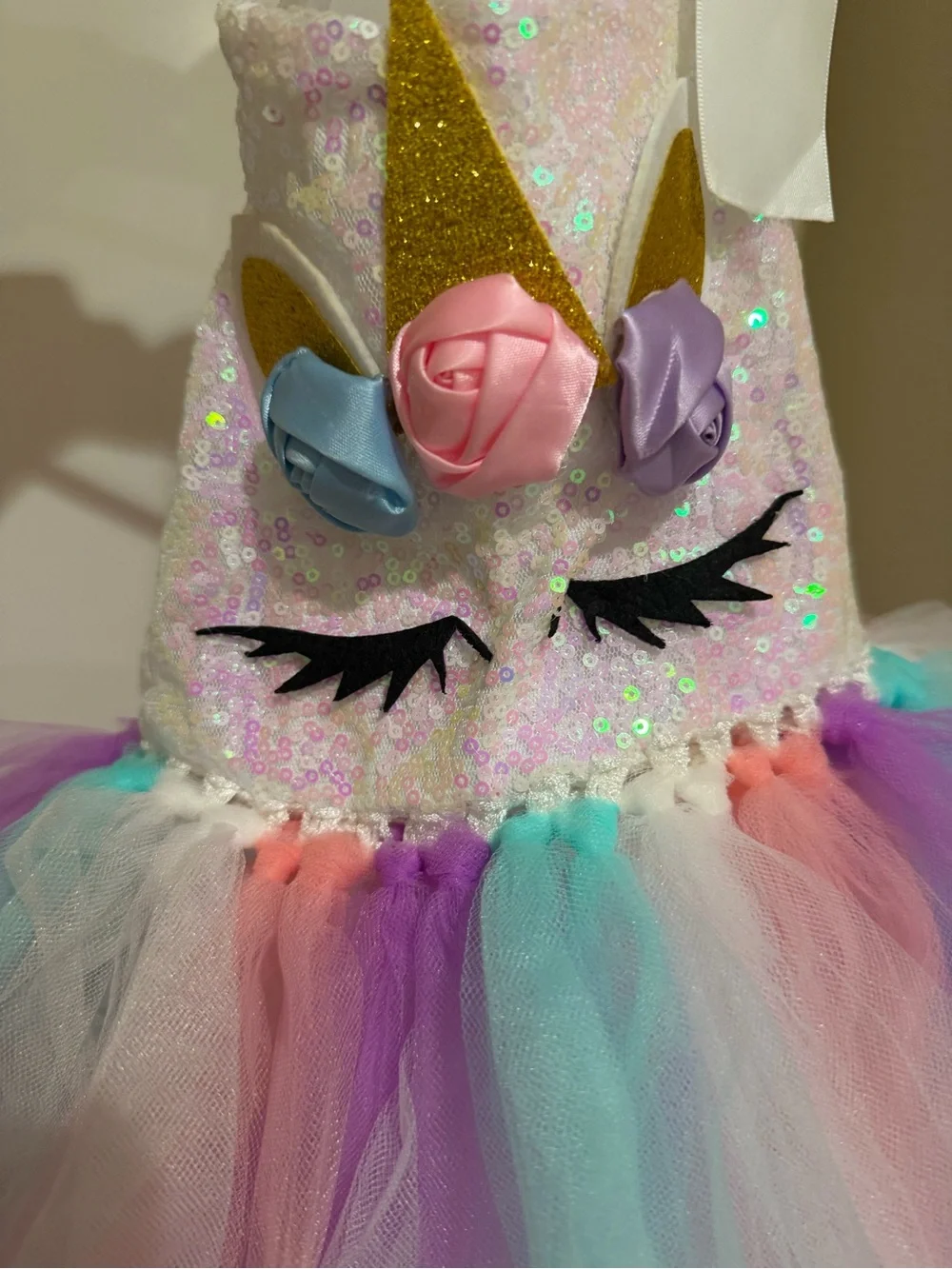 Unbranded Girls' Pastel Unicorn Tutu Costume - Pink, Purple & Aqua